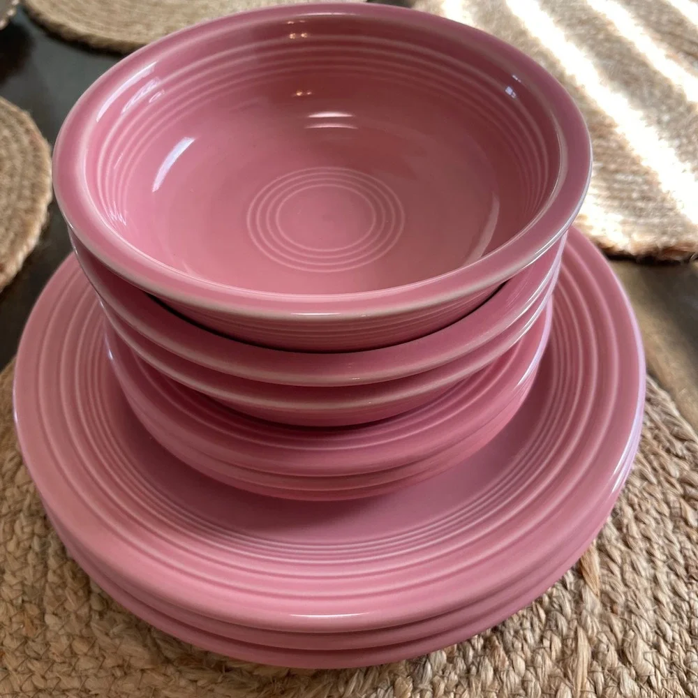 Fiesta Rose Pink 9 Piece Dinnerware Set 3 Dinner 3 Salad Plates 3 Cereal Bowls